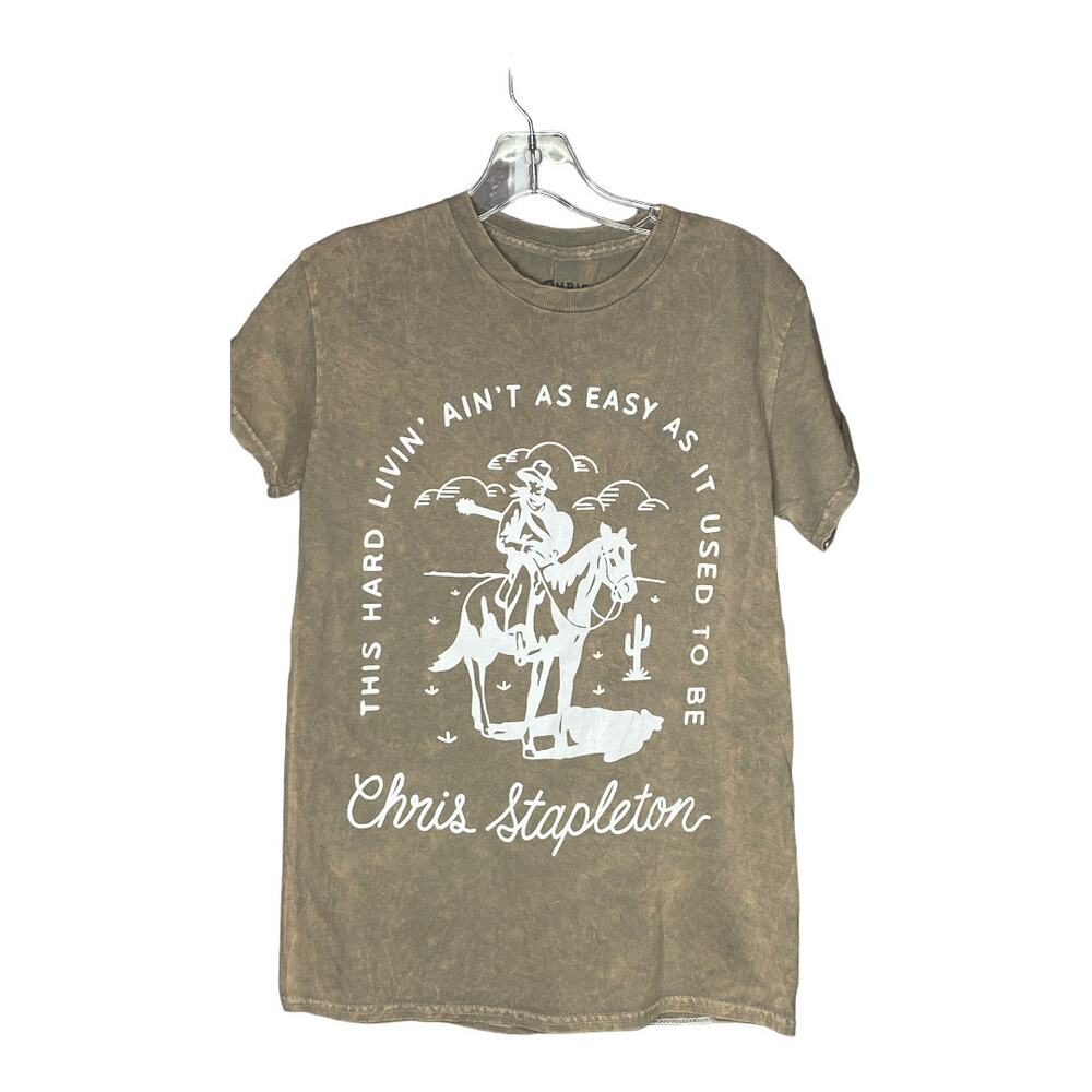 Chris Stapleton Graphic Tee SMALL Womens Crewneck Light Brown Country Singer